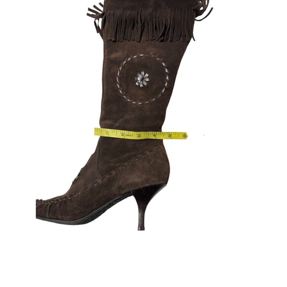 Vintage Boho Boots Size Narrow 36 (5.5/6) Brown Fringe Leather Suede Boots *flaw - Picture 16 of 16